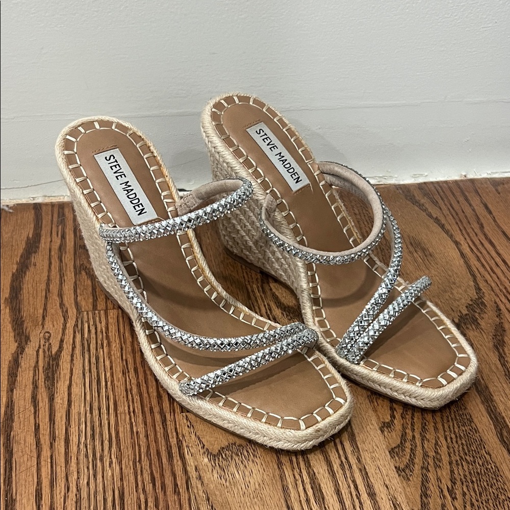 *Worn Once* Steve Madden Glittering Silver Wedges